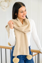 Load image into Gallery viewer, W23 Knitted Fuzzy Pom Pom Scarf In Beige
