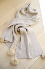 Load image into Gallery viewer, W23 Knitted Fuzzy Pom Pom Scarf In Beige
