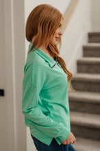 Load image into Gallery viewer, Let Me Think On It Half Zip Pullover in Mint (Reg &amp; Curvy)
