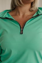 Load image into Gallery viewer, Let Me Think On It Half Zip Pullover in Mint (Reg &amp; Curvy)
