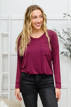 Load image into Gallery viewer, W23 Long Sleeve Knit Top with Pocket in Burgundy
