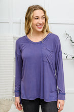 Load image into Gallery viewer, W23 Long Sleeve Knit Top with Pocket in Denim Blue
