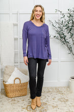 Load image into Gallery viewer, W23 Long Sleeve Knit Top with Pocket in Denim Blue

