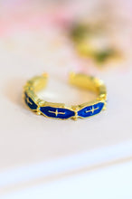 Load image into Gallery viewer, Waterproof, No Tarnish, Mariana Hand Crafted Blue Cross Ring
