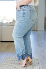 Load image into Gallery viewer, JB Miranda High Rise Plaid Cuff Vintage Straight Jeans
