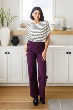 Load image into Gallery viewer, MICA-  Petunia High Rise Wide Leg Jeans in Plum
