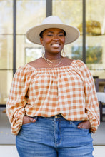 Load image into Gallery viewer, W23 One Fine Afternoon Gingham Plaid Top In Caramel
