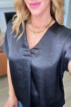 Load image into Gallery viewer, RESTOCKED!! ANDREE BY UNIT- Pleat Front V-Neck Top in Black
