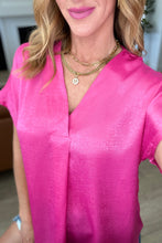 Load image into Gallery viewer, ANDREE BY UNIT- Pleat Front V-Neck Top in Hot Pink
