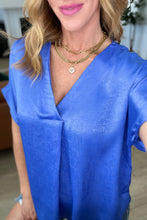 Load image into Gallery viewer, RESTOCKED!! ANDREE BY UNIT- Pleat Front V-Neck Top in Royal Blue
