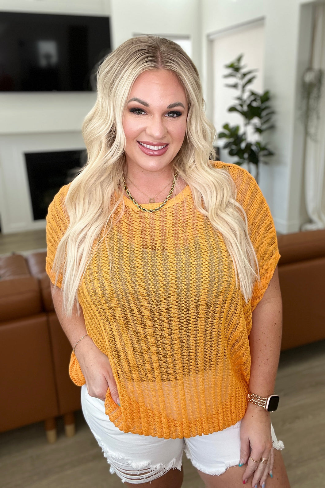 WHITE BIRCH- Born This Way Sheer Batwing Top