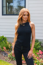 Load image into Gallery viewer, SP24- Previous Engagement Halter Neck Sweater Tank in Black
