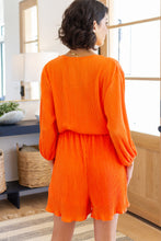 Load image into Gallery viewer, WHITE BIRCH- Roll With me Romper in Tangerine
