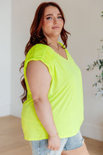Load image into Gallery viewer, DEAR SCARLETT- Ruched Cap Sleeve Top in Neon Green

