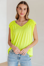 Load image into Gallery viewer, DEAR SCARLETT- Ruched Cap Sleeve Top in Neon Green
