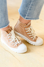 Load image into Gallery viewer, Corkys-  Run Me Down Velvet High Tops in Tan
