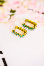 Load image into Gallery viewer, AVE SHOPS- Waterproof, No Tarnish, Set in Stone, Rainbow Huggie Earrings
