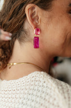 Load image into Gallery viewer, PF- Sparkly Spirit Rectangle Crystal Earrings in Pink (Re. $14)
