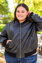 Load image into Gallery viewer, This Is It Faux Leather Bomber Jacket In Black (Reg &amp; Curvy)
