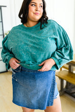 Load image into Gallery viewer, W23 Tied Up In Cuteness Mineral Wash Sweater in Teal
