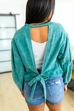 Load image into Gallery viewer, W23 Tied Up In Cuteness Mineral Wash Sweater in Teal

