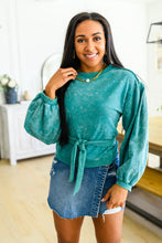 Load image into Gallery viewer, W23 Tied Up In Cuteness Mineral Wash Sweater in Teal
