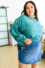Load image into Gallery viewer, W23 Tied Up In Cuteness Mineral Wash Sweater in Teal
