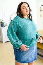 Load image into Gallery viewer, W23 Tied Up In Cuteness Mineral Wash Sweater in Teal

