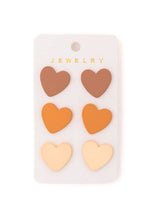 Load image into Gallery viewer, SP24- Triple Hearts Studs in Brown

