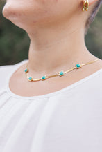 Load image into Gallery viewer, Waterproof, No Tarnish, Turquoise Squares Necklace
