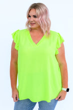 Load image into Gallery viewer, SP24- Under Neon Lights Ruffle Sleeve Top
