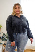Load image into Gallery viewer, W23 Velvet Icon Hoodie In Grey Blue (Reg &amp; Curvy)
