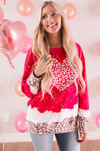 Load image into Gallery viewer, Valentines *Cherry Slushy* : Leopard Heart Sweatshirt
