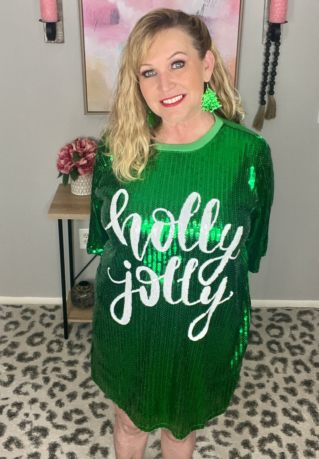 Christmas Sparkle Dress *Green* (OS & Curvy)