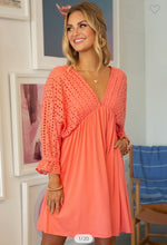 Load image into Gallery viewer, Sweet as a Peach Eyelet Dress (Reg &amp; Plus)
