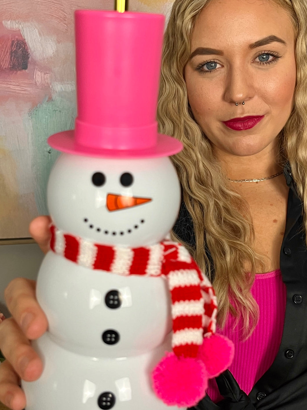 Holds Entire Bottle of Wine Snowman Sipper